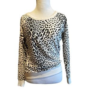 Chaser Leopard Print Sweater Black & Tan XS Long Sleeve Top